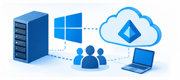 Windows Server and cloud identity infrastructure connecting users and devices
